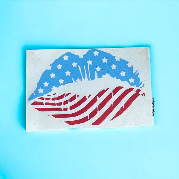 Patriotic Lips Vinyl Decal - Picture 2 of 7